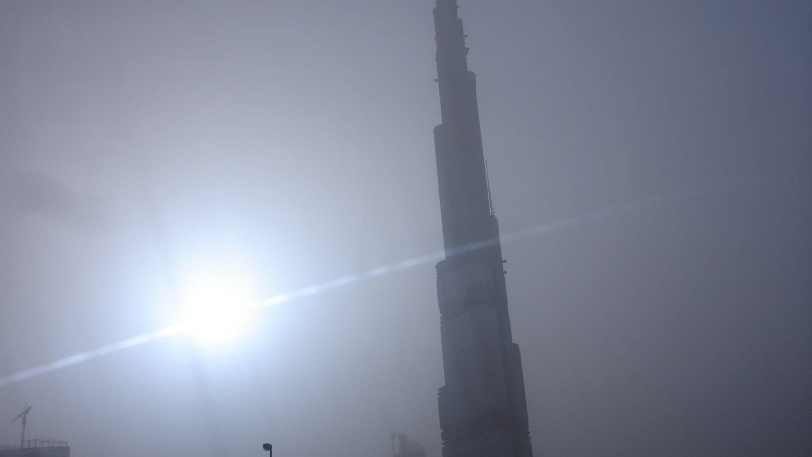 The Burj Khalifa half-hidden in a sandstorm over Dubai