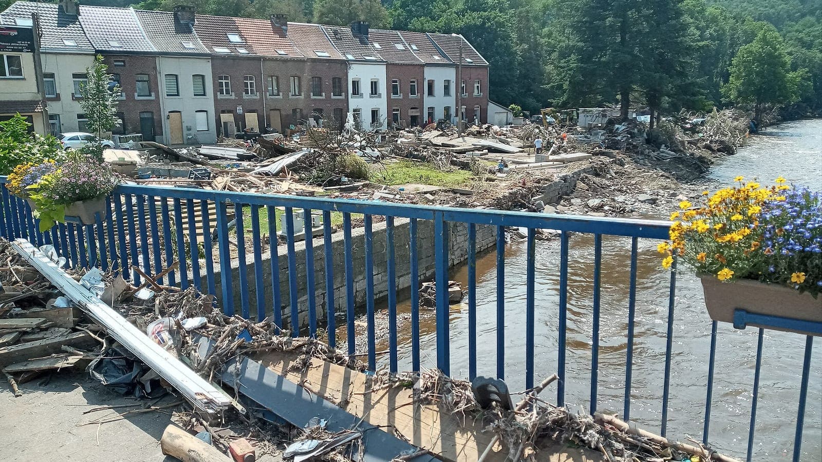 Debris along the Vesdre after the July 2021 flood in eastern Belgium