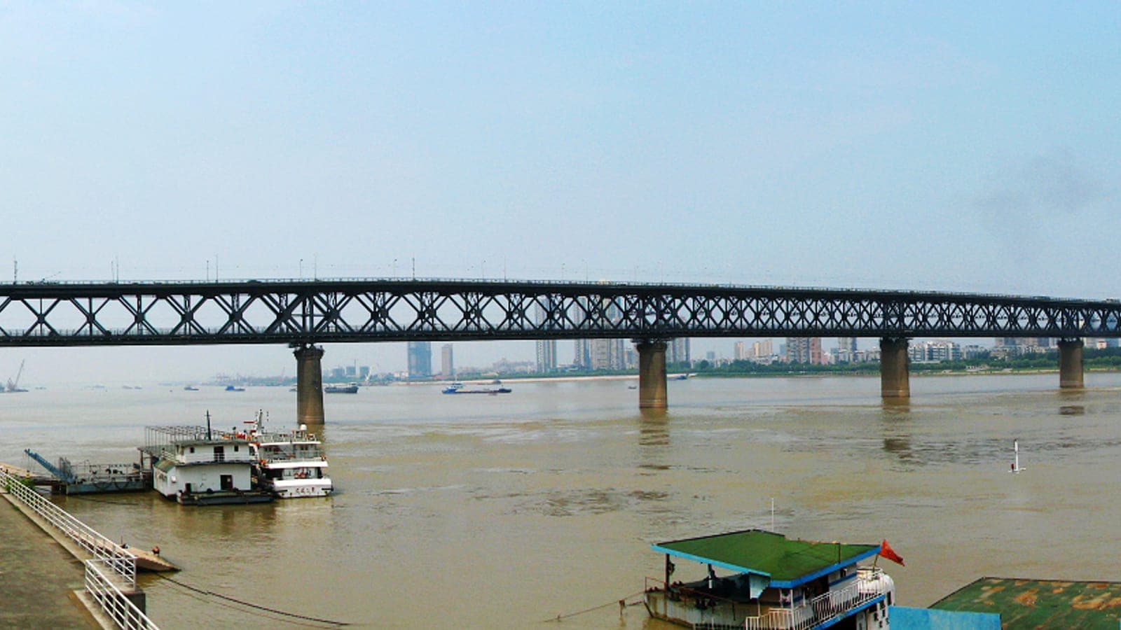 The Wuhan Yangtze River Bridge over the wide, muddy Yangtze