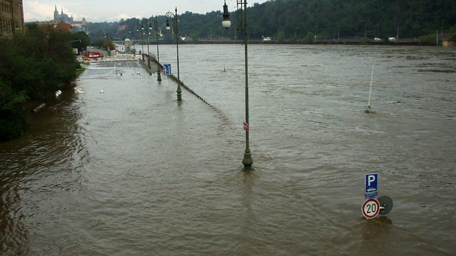 The Vltava in flood in Prague, August 2002
