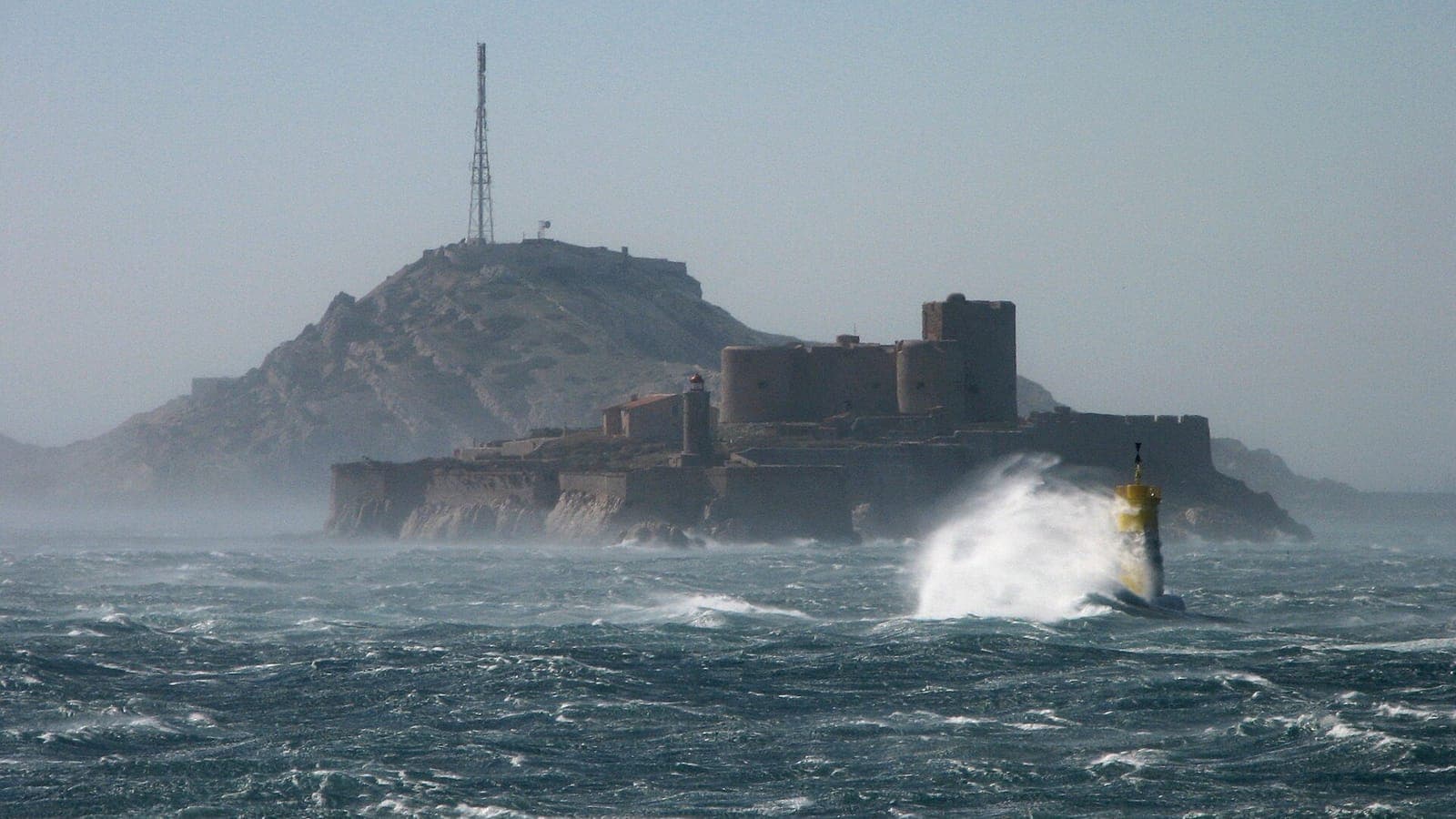 The mistral whipping up the sea around the Château d'If off Marseille