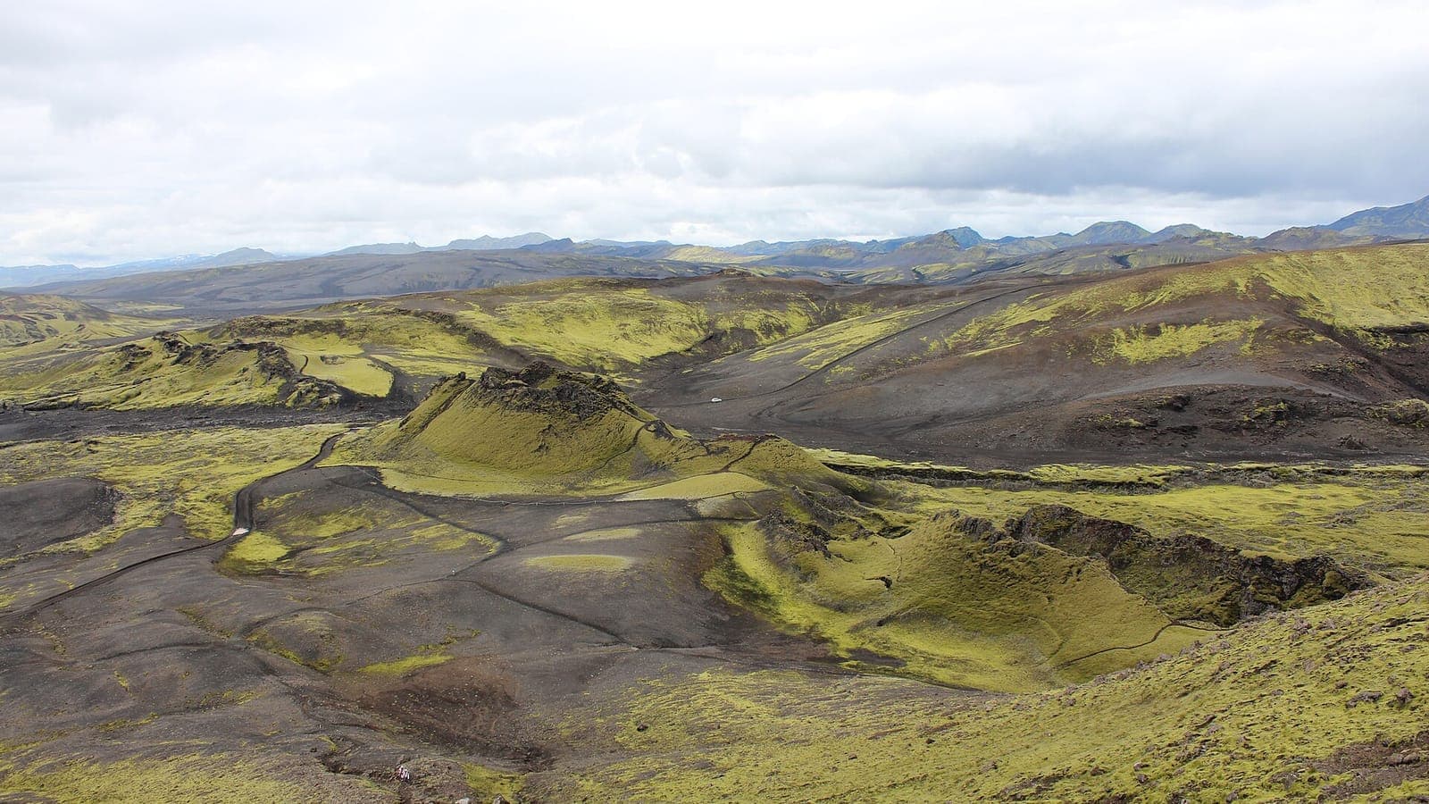 Moss-covered craters of the Laki fissure (Lakagígar)
