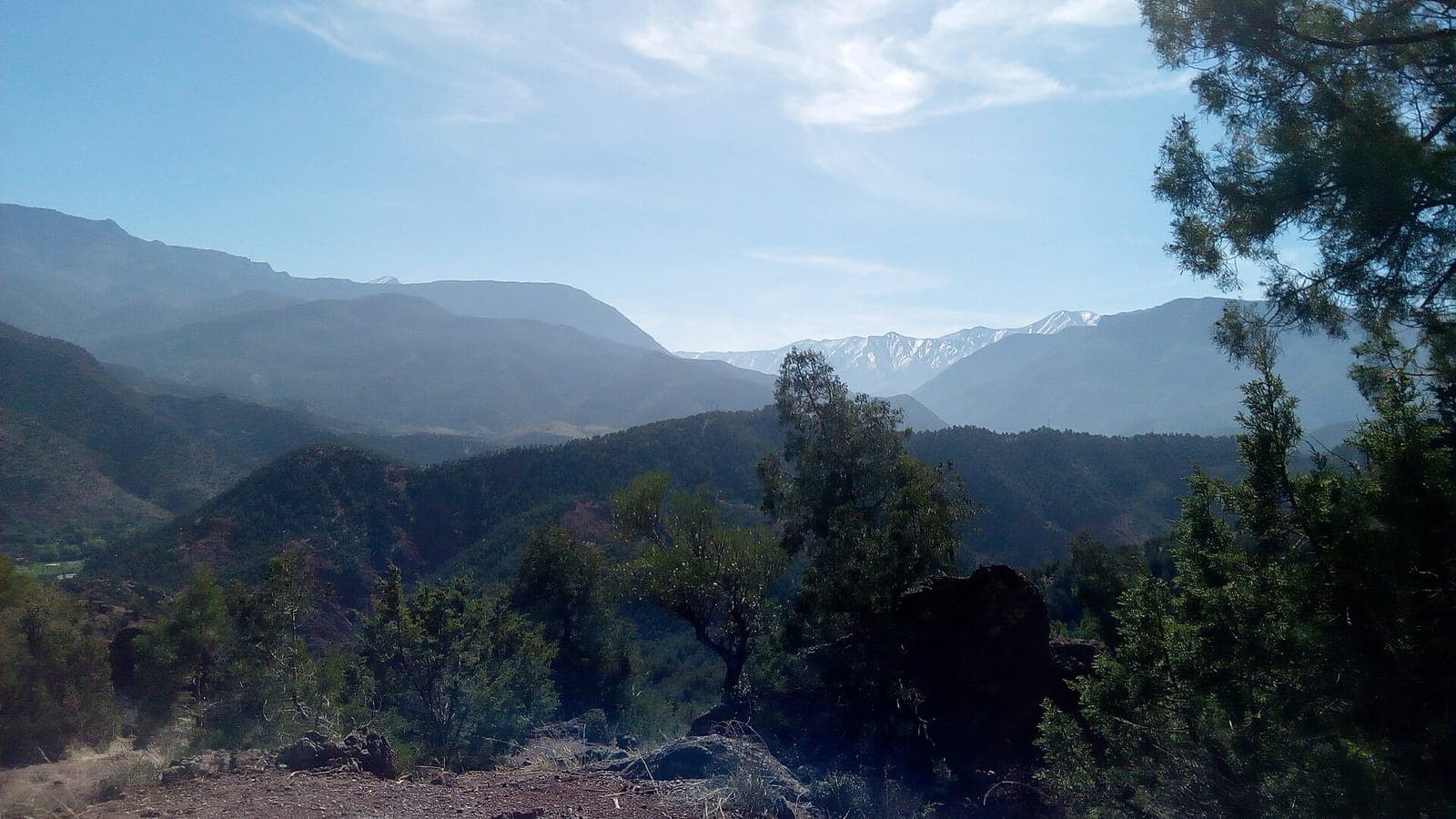 Hazy peaks of the Atlas Mountains near Marrakech